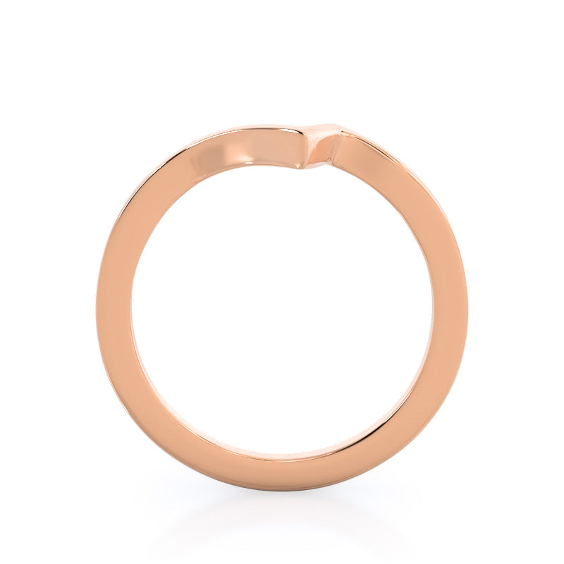 Flourish Solitaire Wedding Band with 18KT Rose Gold Cut Diamond in 14KT Rose Gold view 2
