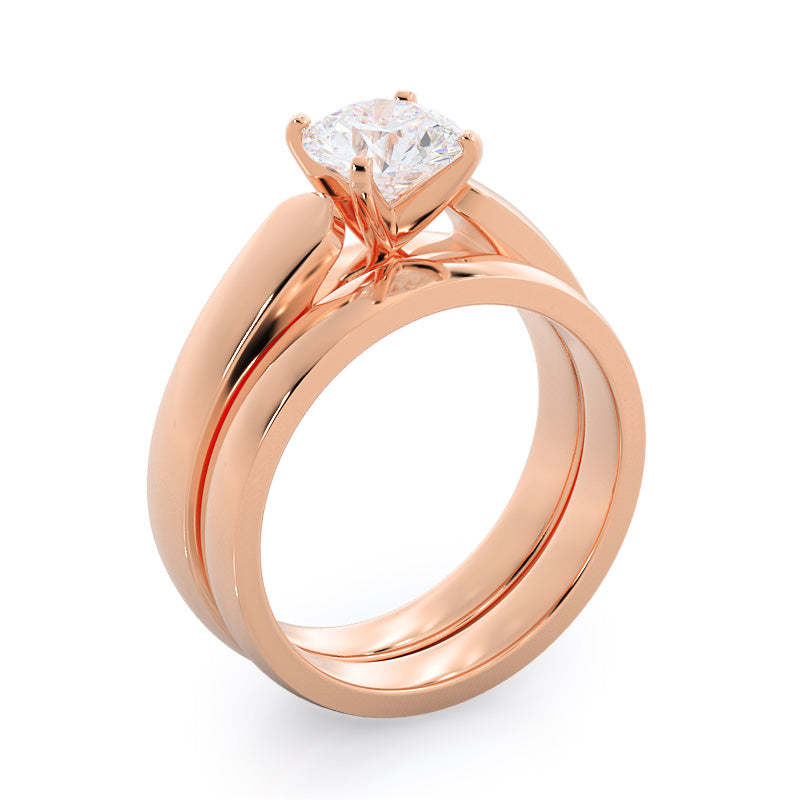 Open Cathedral Wedding Band with 18KT Rose Gold Cut Diamond in 14KT Rose Gold view 3
