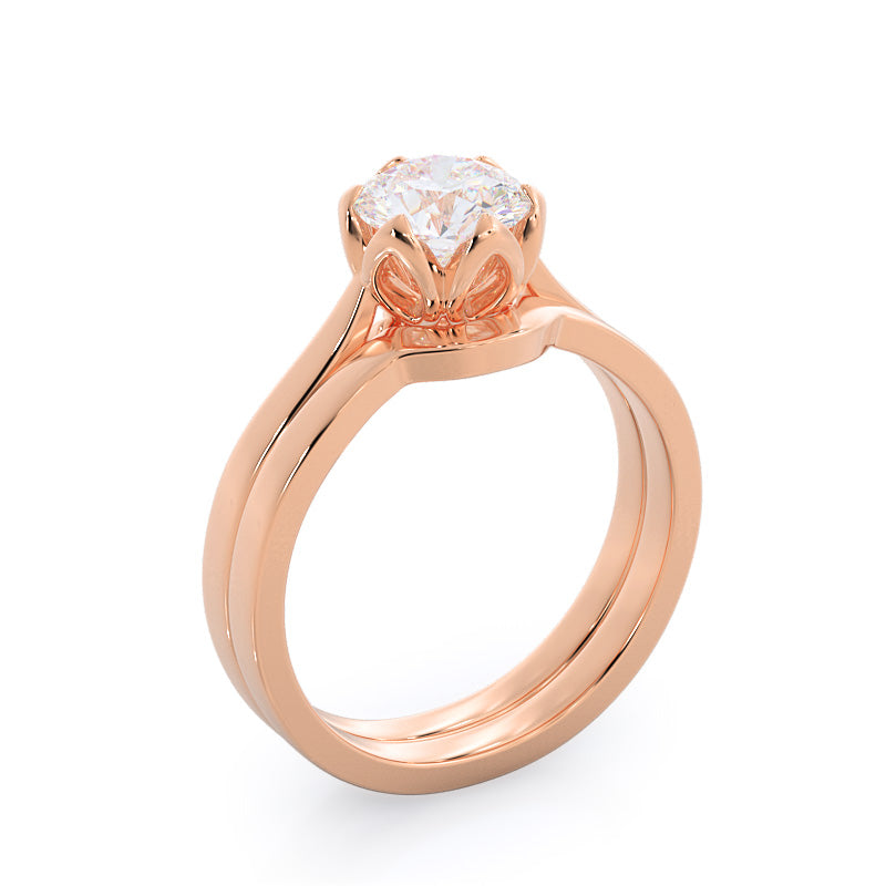 Lily Wedding Band with 18KT Rose Gold Cut Diamond in 14KT Rose Gold view 3

