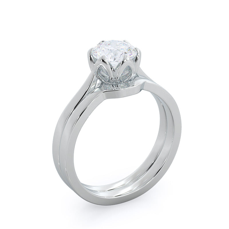 Lily Wedding Band with Platinum Cut Diamond in 14KT Platinum view 3
