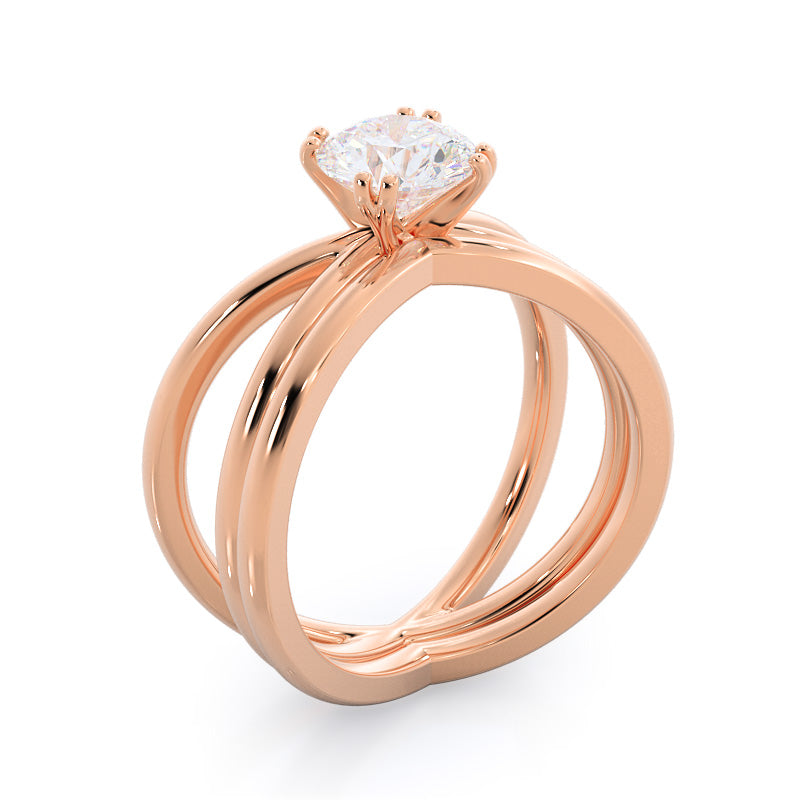 Round Cut Crisscross Diamond Engagement Ring with Lab Grown Diamond in 14KT Rose Gold view 4
