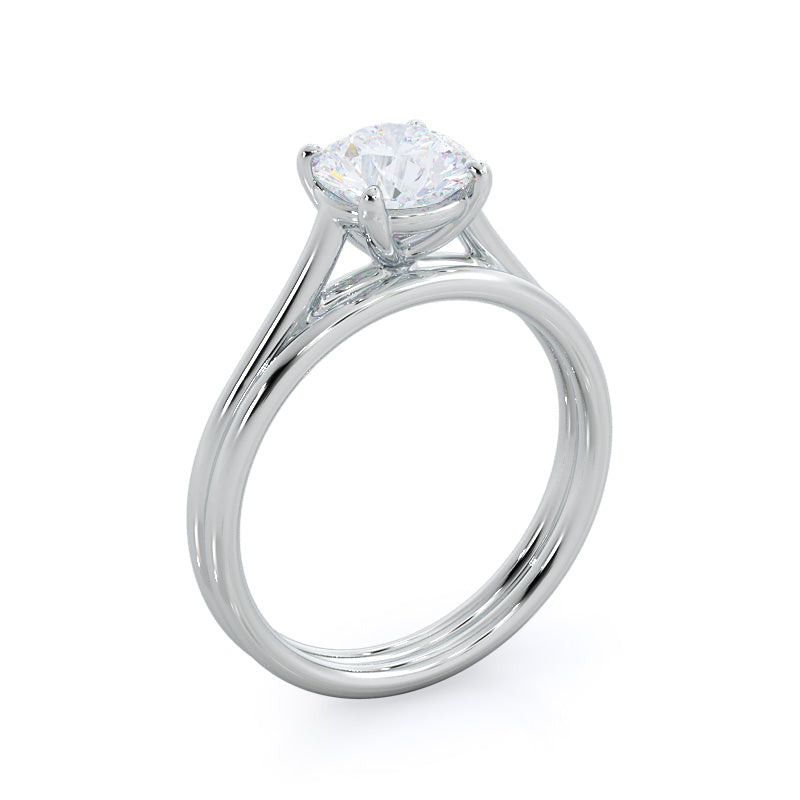 Poise Basket Wedding Band with Platinum Cut Diamond in 14KT Platinum view 3
