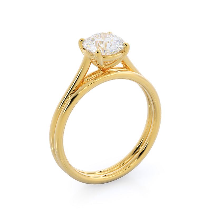Poise Basket Wedding Band with 18KT Yellow Gold Cut Diamond in 14KT Yellow Gold view 3

