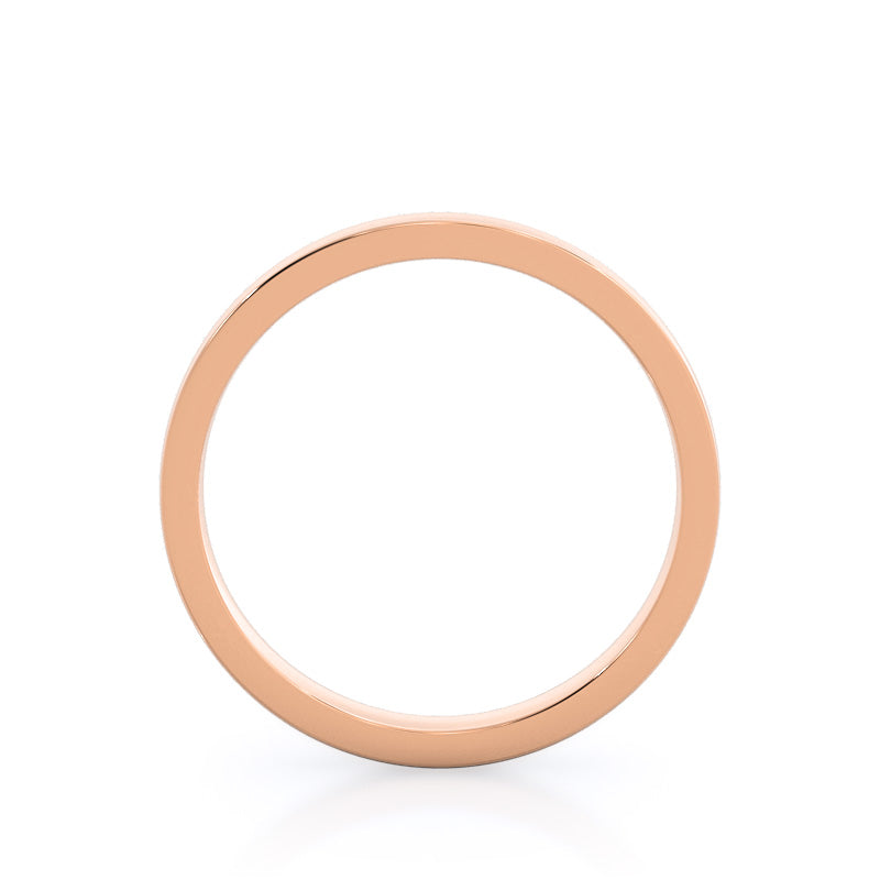 Smooth Edge Cathedral Wedding Band with 18KT Rose Gold Cut Diamond in 14KT Rose Gold view 2
