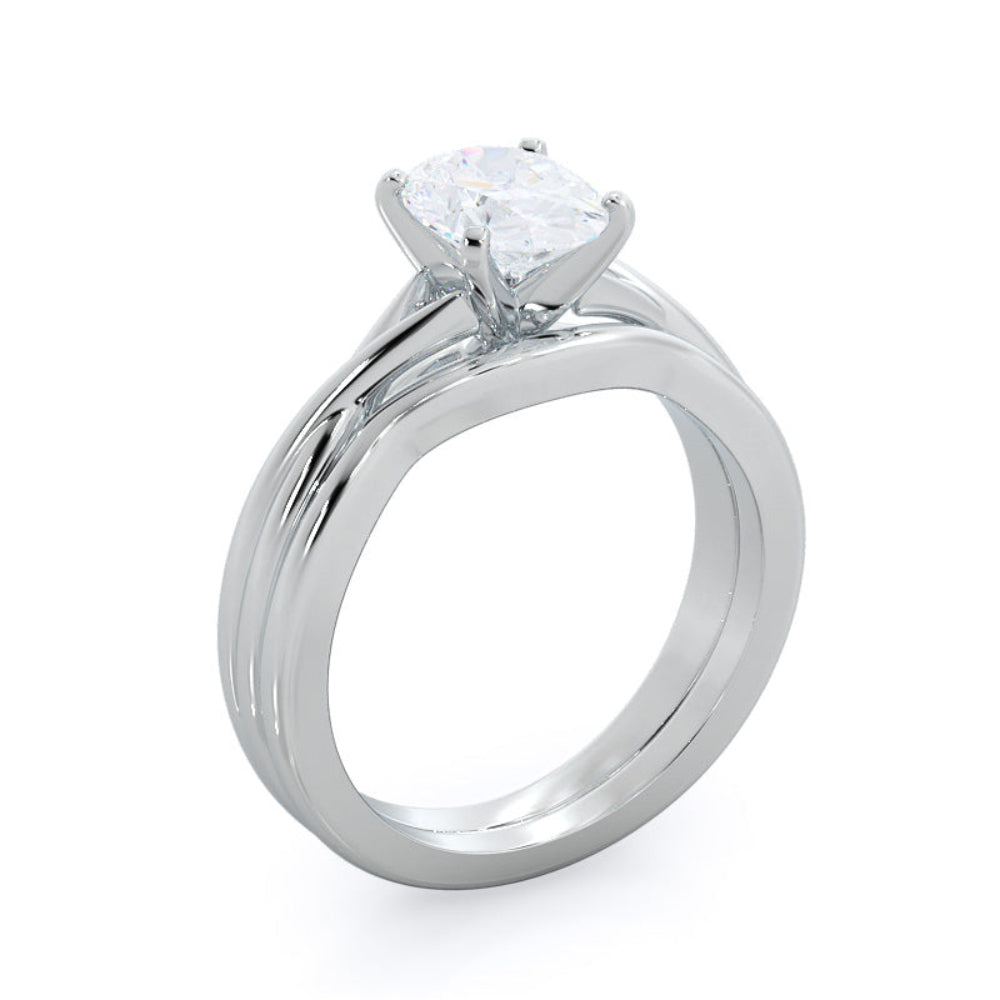 Oval Cut Cathedral Twist Diamond Engagement Ring with Lab Grown Diamond in 14KT Rose Gold view 5

