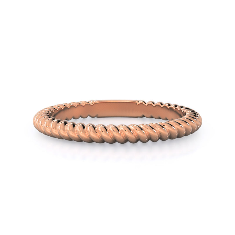 Braided Solitaire Wedding Band with 18KT Rose Gold Cut Diamond in 14KT Rose Gold view 1
