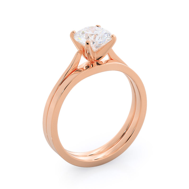 Oval Cut Sleek Cathedral Solitaire Engagement Ring with Lab Grown Diamond in 14KT Rose Gold view 7
