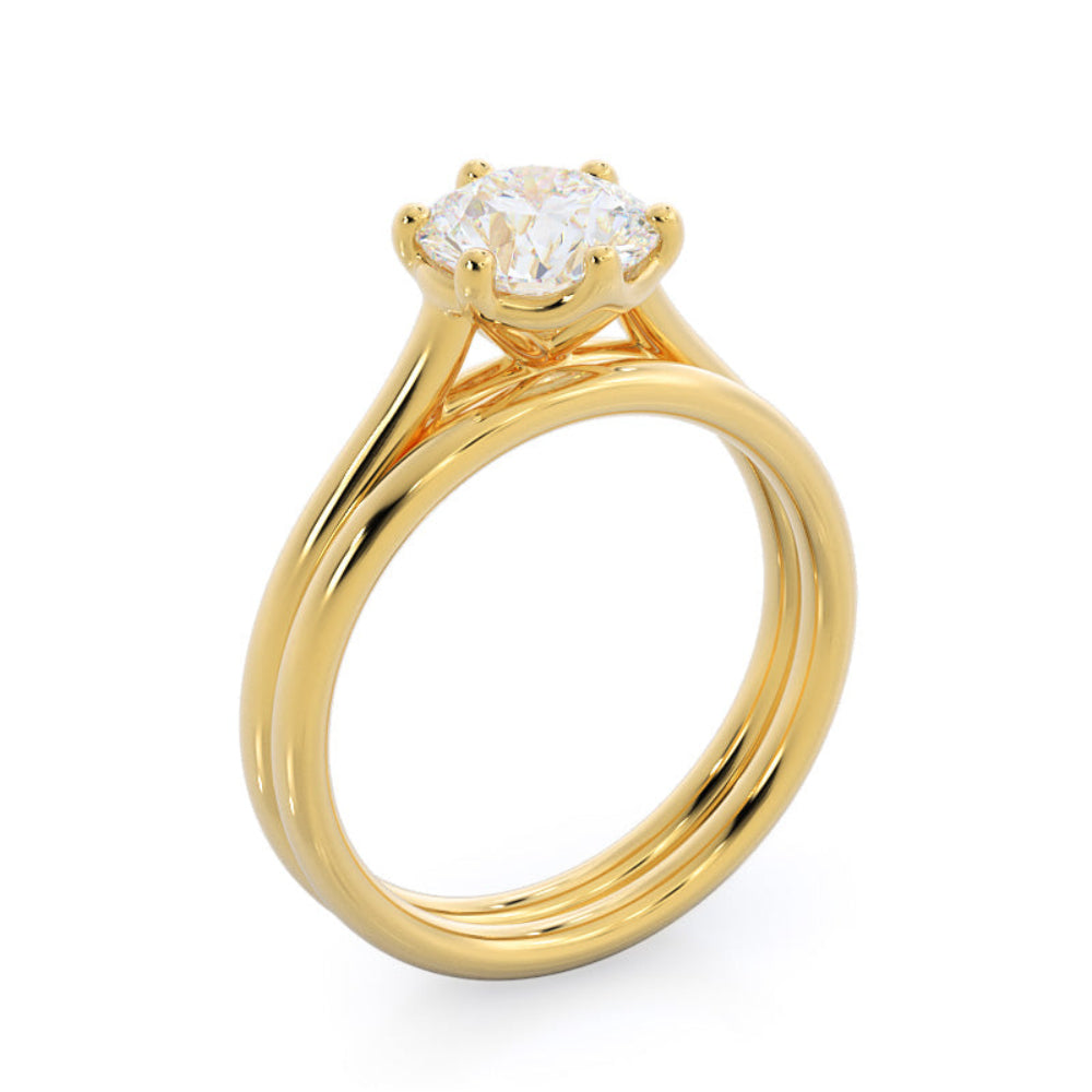 Oval Cut Six Prong Cathedral Basket Engagement Ring with Lab Grown Diamond in 14KT Rose Gold view 7
