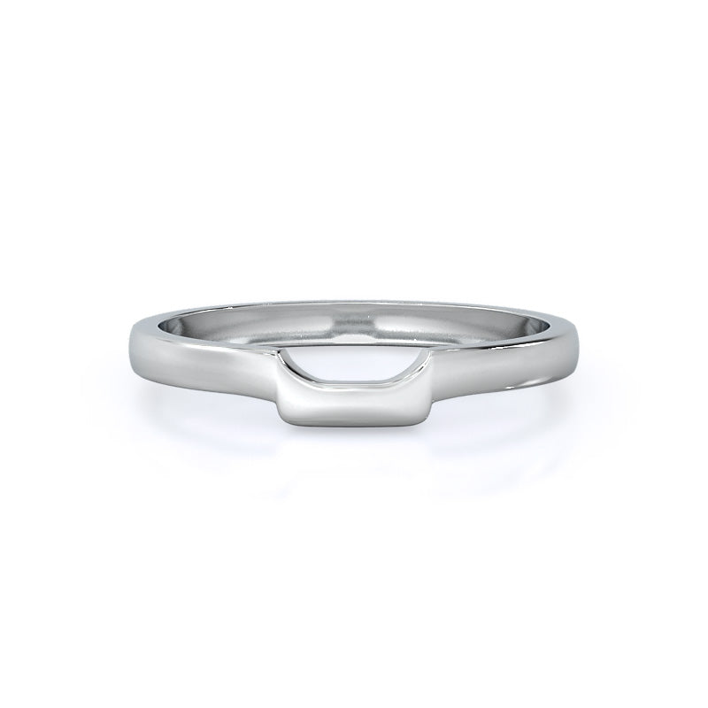 Classic Four Prong East West Wedding Band with Platinum Cut Diamond in 14KT Platinum view 1
