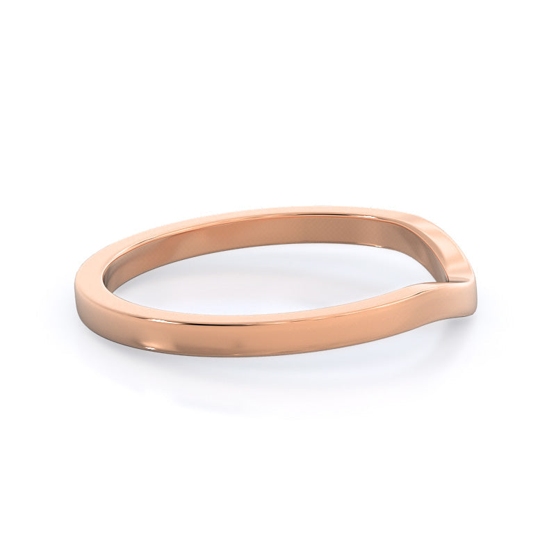 Curved Widening Wedding Band with 18KT Rose Gold Cut Diamond in 14KT Rose Gold view 4
