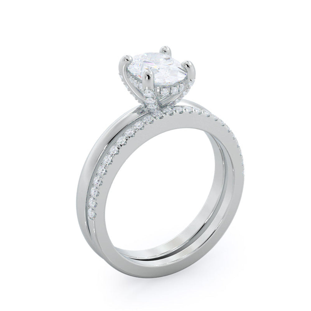 Oval Cut Diamond Basket Solitaire Engagement Ring with Lab Grown Diamond in 14KT Rose Gold view 5
