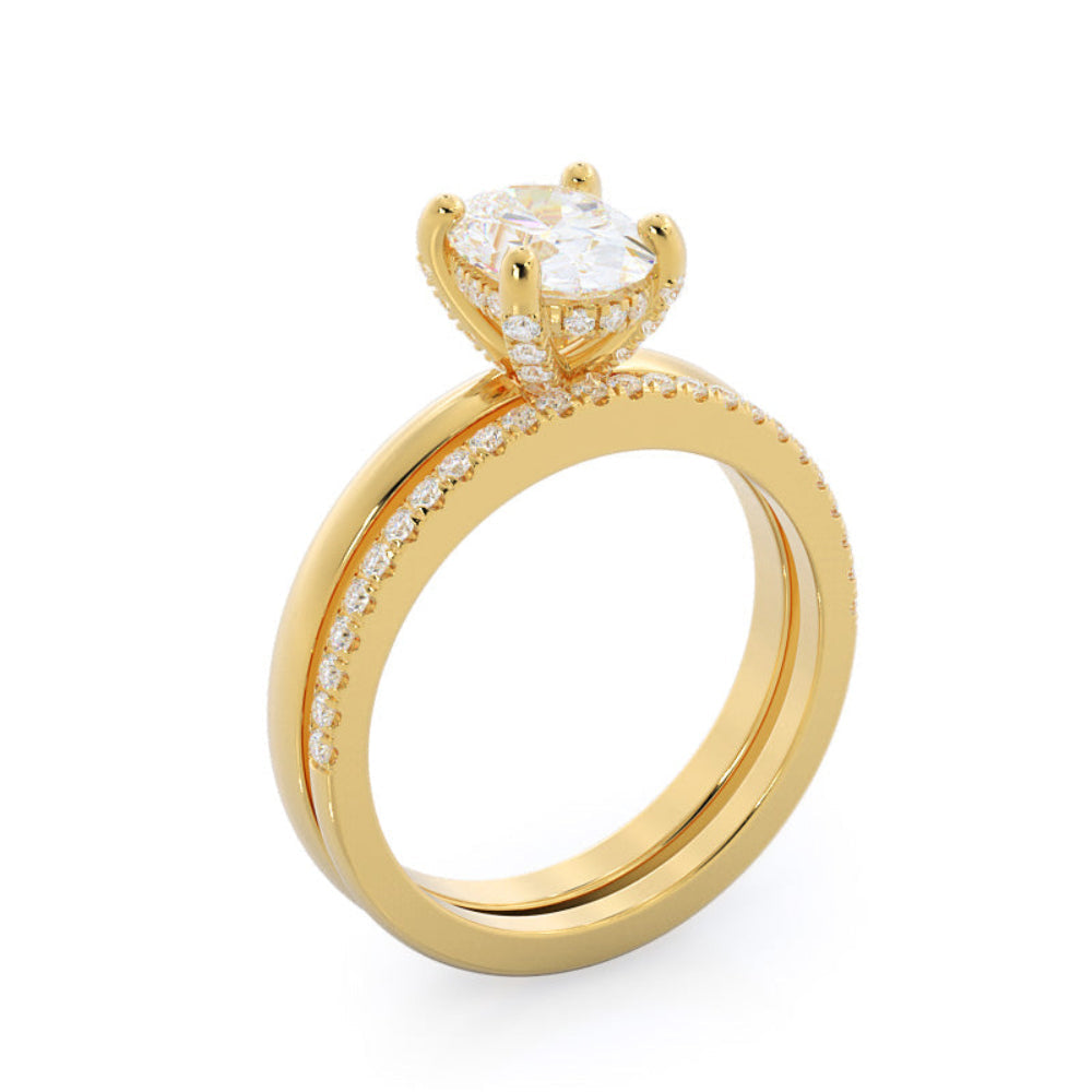 Oval Cut Diamond Basket Solitaire Engagement Ring with Lab Grown Diamond in 14KT Rose Gold view 6
