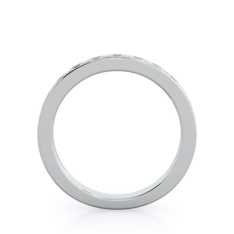 Channel Set Cathedral Diamond Wedding Band with Platinum Cut Diamond in 14KT Platinum view 2
