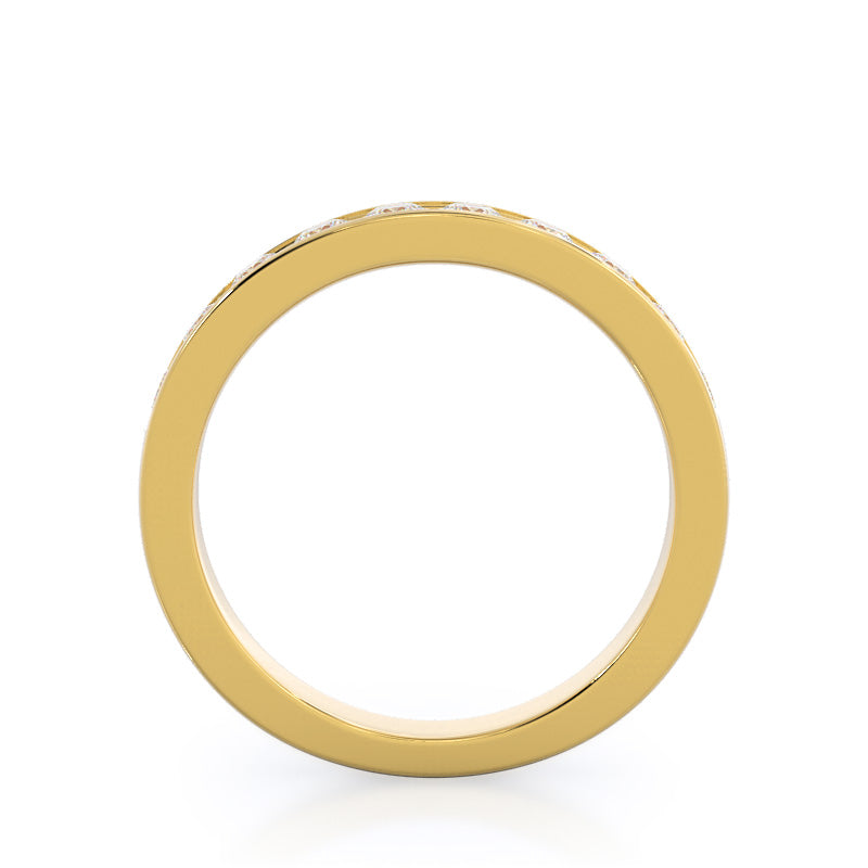 Channel Set Cathedral Diamond Wedding Band with 18KT Yellow Gold Cut Diamond in 14KT Yellow Gold view 2
