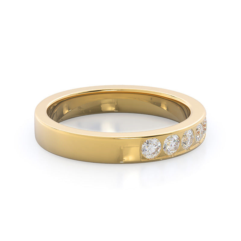 Channel Set Cathedral Diamond Wedding Band with 18KT Yellow Gold Cut Diamond in 14KT Yellow Gold view 4
