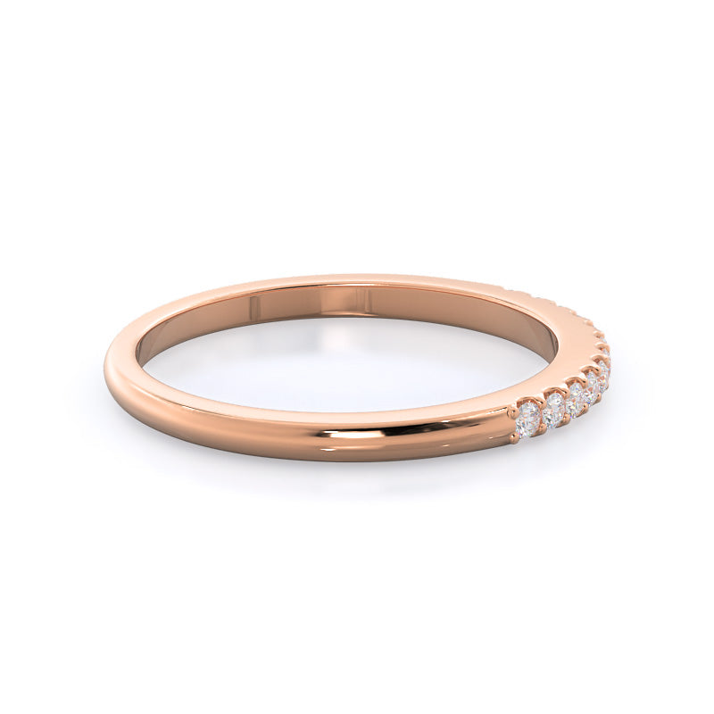 Traditional Pave Diamond Wedding Band with 18KT Rose Gold Cut Diamond in 14KT Rose Gold view 4
