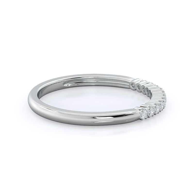 Ridged Pave Diamond Wedding Band with Platinum Cut Diamond in 14KT Platinum view 4
