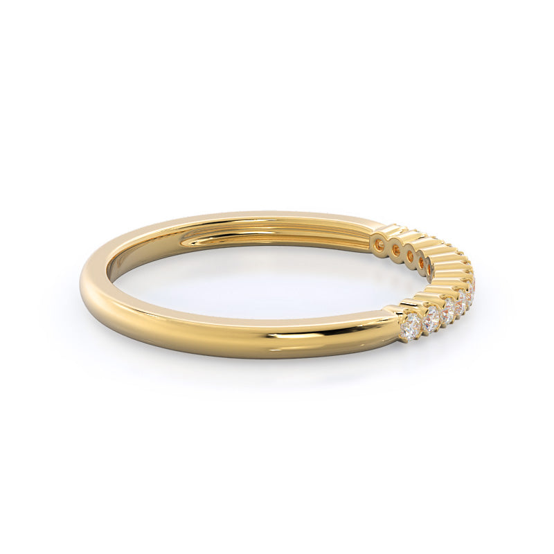 Ridged Pave Diamond Wedding Band with 18KT Yellow Gold Cut Diamond in 14KT Yellow Gold view 4
