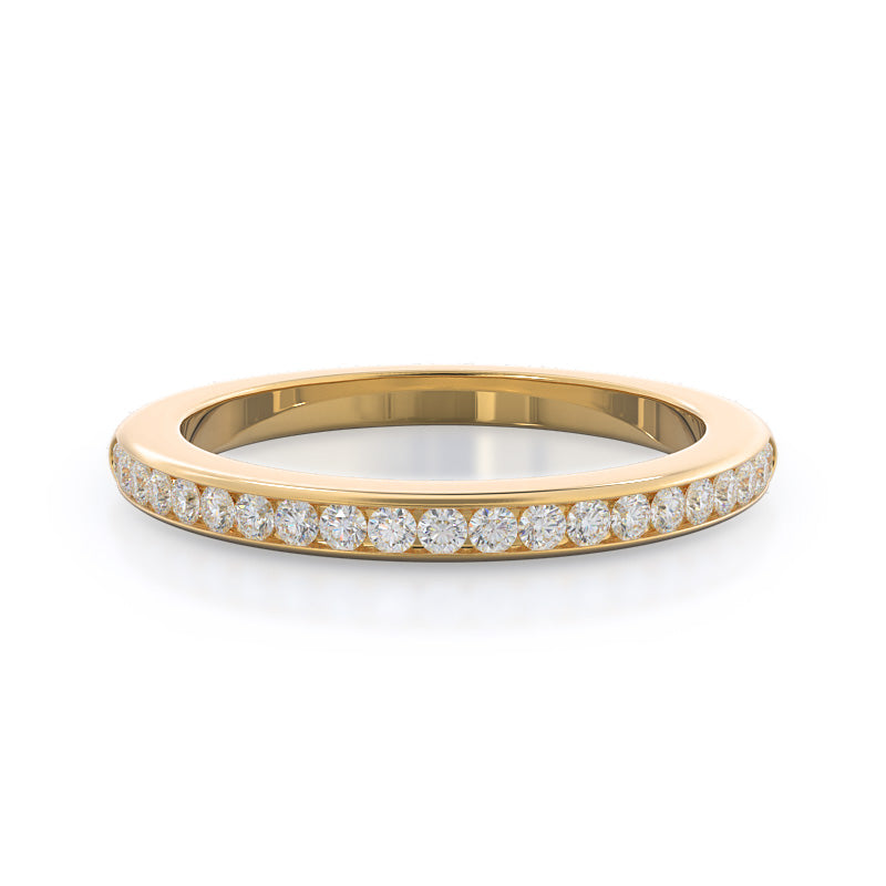 Channel Set Diamond Wedding Band with 18KT Yellow Gold Cut Diamond in 14KT Yellow Gold view 1
