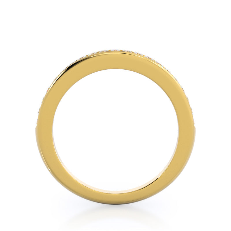 Channel Set Diamond Wedding Band with 18KT Yellow Gold Cut Diamond in 14KT Yellow Gold view 2

