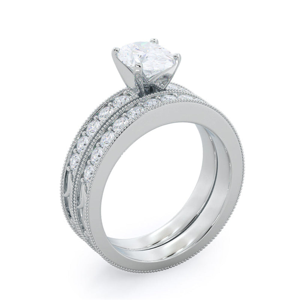 Oval Cut Floral Diamond Engagement Ring with Lab Grown Diamond in 14KT Rose Gold view 5

