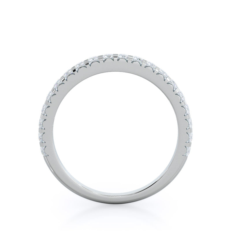 French Set Diamond Wedding Band with Platinum Cut Diamond in 14KT Platinum view 2
