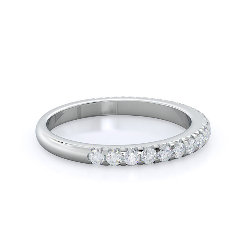 French Set Diamond Wedding Band with Platinum Cut Diamond in 14KT Platinum view 4
