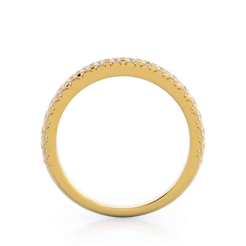 French Set Diamond Wedding Band with 18KT Yellow Gold Cut Diamond in 14KT Yellow Gold view 2
