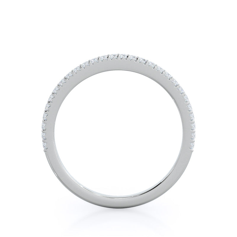French Cut Pave Diamond Wedding Band (E+ VS+) with Platinum Cut Diamond in 14KT Platinum view 2
