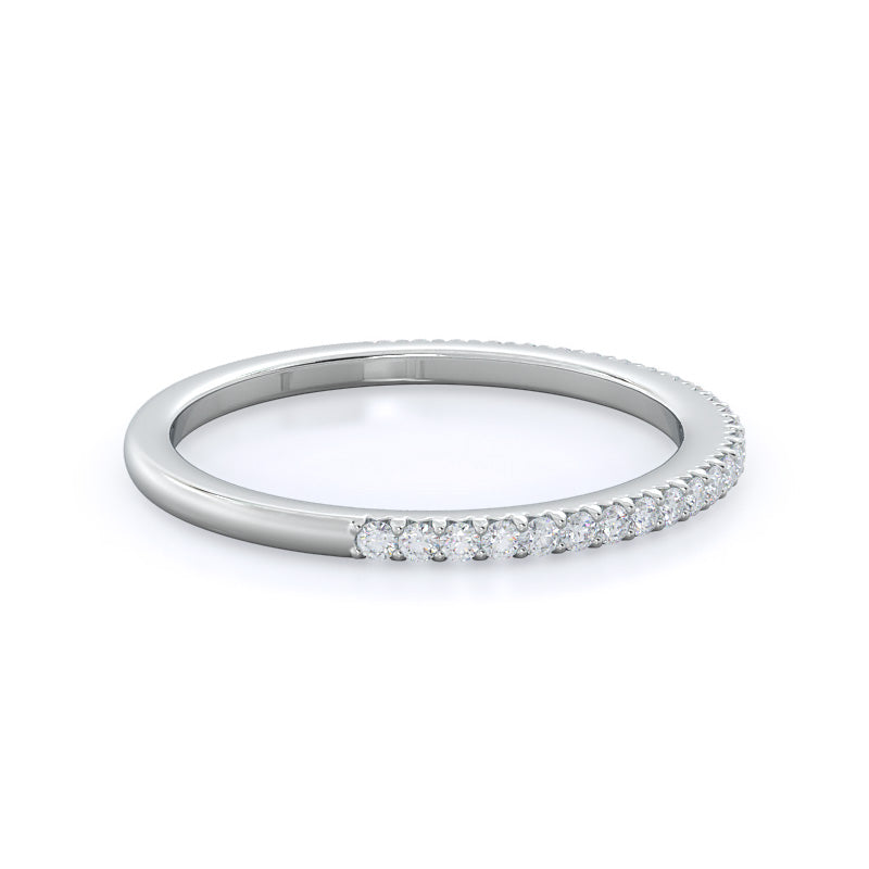 French Cut Pave Diamond Wedding Band (E+ VS+) with Platinum Cut Diamond in 14KT Platinum view 4
