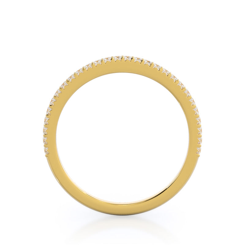 French Cut Pave Diamond Wedding Band (E+ VS+) with 18KT Yellow Gold Cut Diamond in 14KT Yellow Gold view 2
