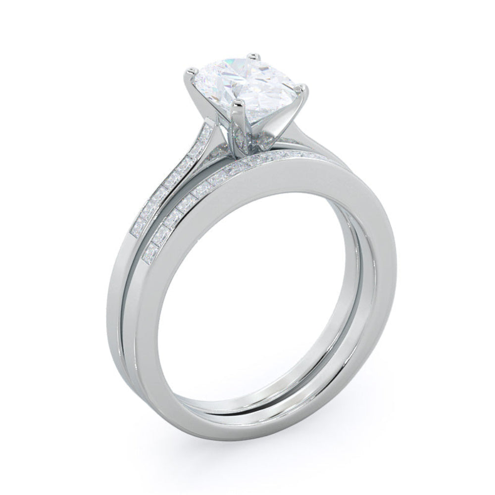Oval Cut Princess Studded Engagement Ring with Lab Grown Diamond in 14KT Rose Gold view 5
