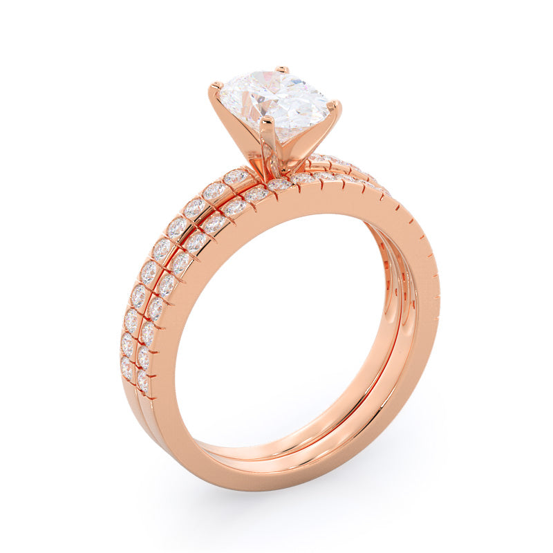 Side Stone Diamond Wedding Band with 18KT Rose Gold Cut Diamond in 14KT Rose Gold view 3

