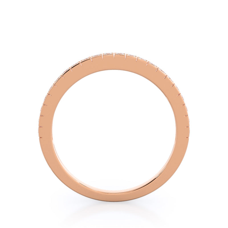 Side Stone Diamond Wedding Band with 18KT Rose Gold Cut Diamond in 14KT Rose Gold view 2
