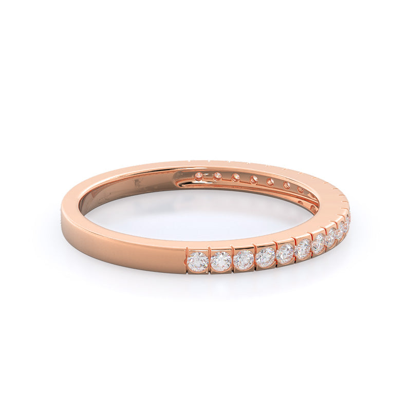 Side Stone Diamond Wedding Band with 18KT Rose Gold Cut Diamond in 14KT Rose Gold view 4
