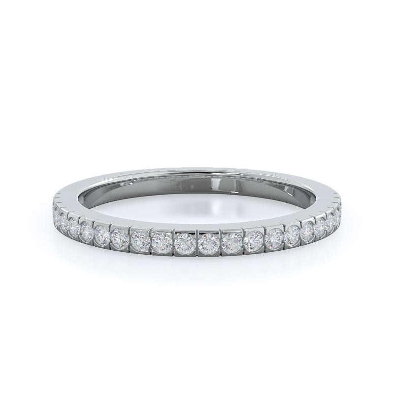 Side Stone Diamond Wedding Band with Platinum Cut Diamond in 14KT Platinum view 1
