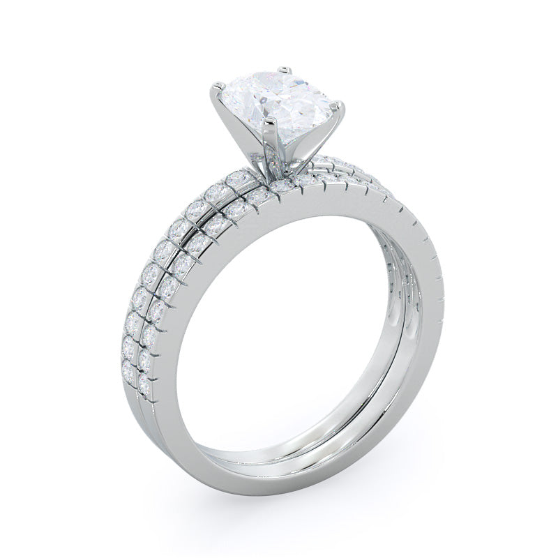 Side Stone Diamond Wedding Band with Platinum Cut Diamond in 14KT Platinum view 3
