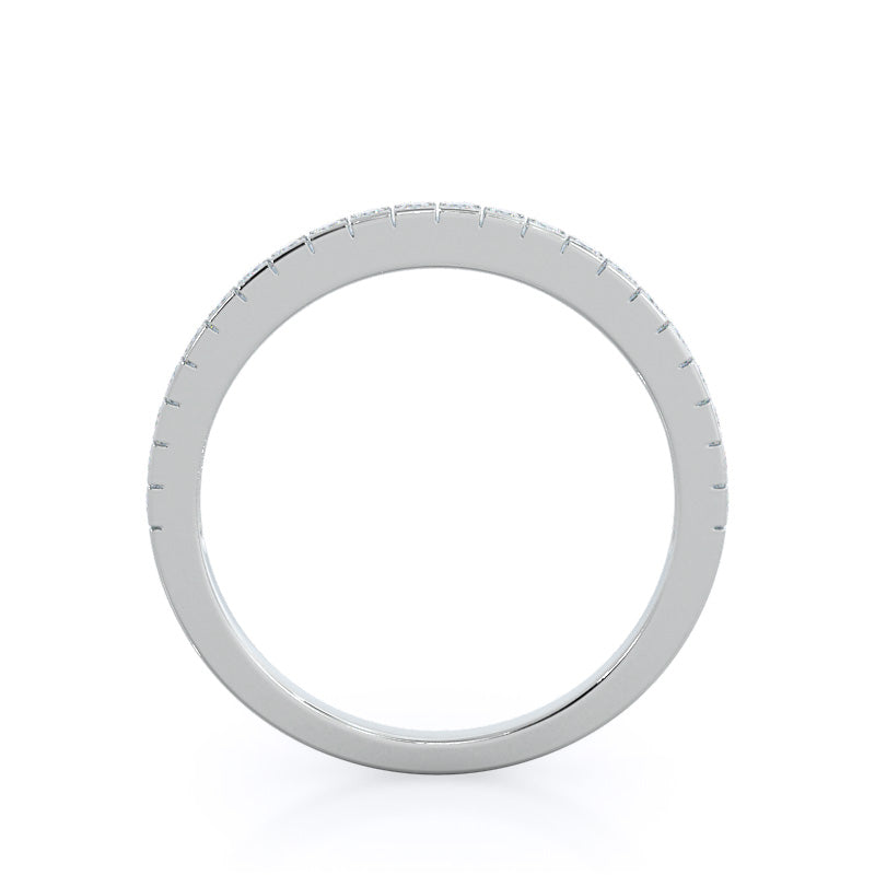Side Stone Diamond Wedding Band with Platinum Cut Diamond in 14KT Platinum view 2
