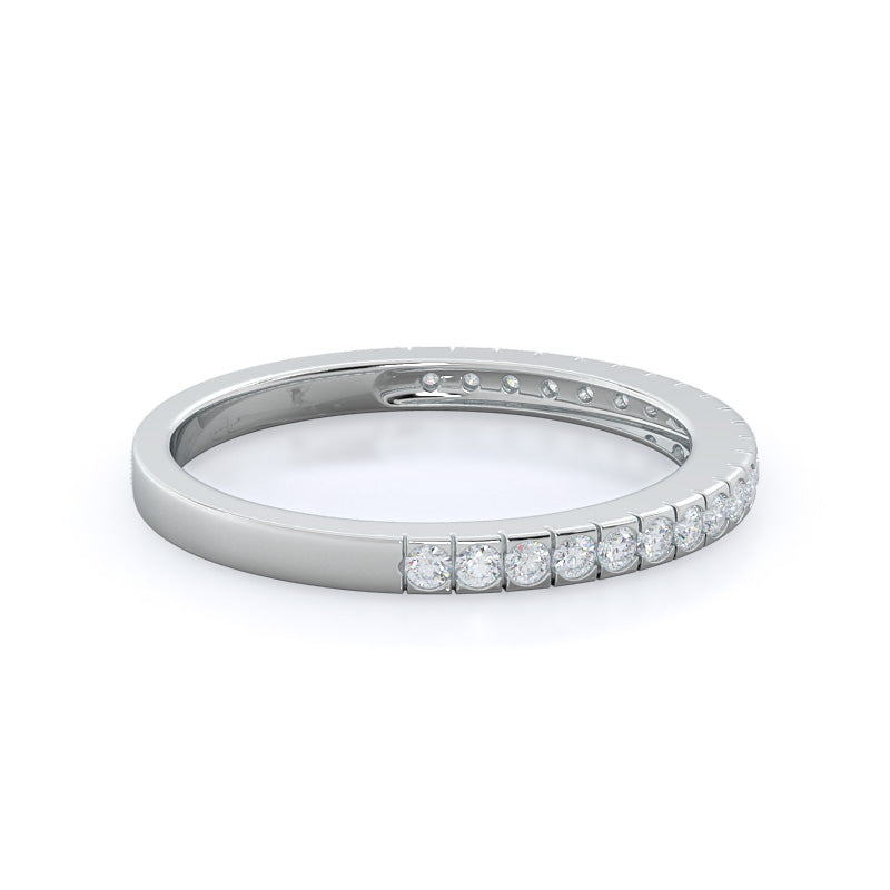 Side Stone Diamond Wedding Band with Platinum Cut Diamond in 14KT Platinum view 4
