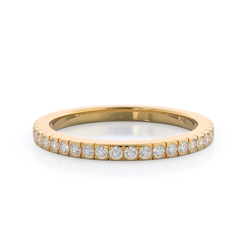Side Stone Diamond Wedding Band with 18KT Yellow Gold Cut Diamond in 14KT Yellow Gold view 1
