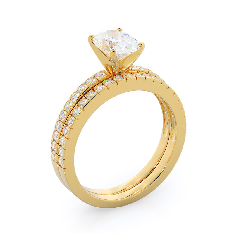 Side Stone Diamond Wedding Band with 18KT Yellow Gold Cut Diamond in 14KT Yellow Gold view 3
