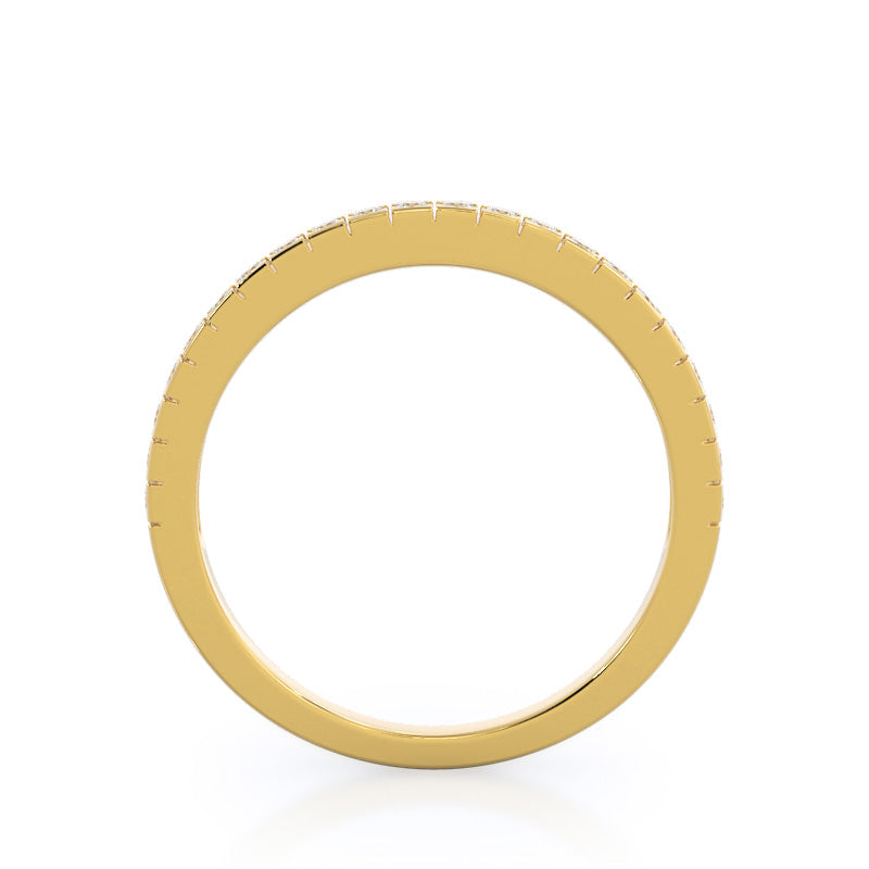 Side Stone Diamond Wedding Band with 18KT Yellow Gold Cut Diamond in 14KT Yellow Gold view 2
