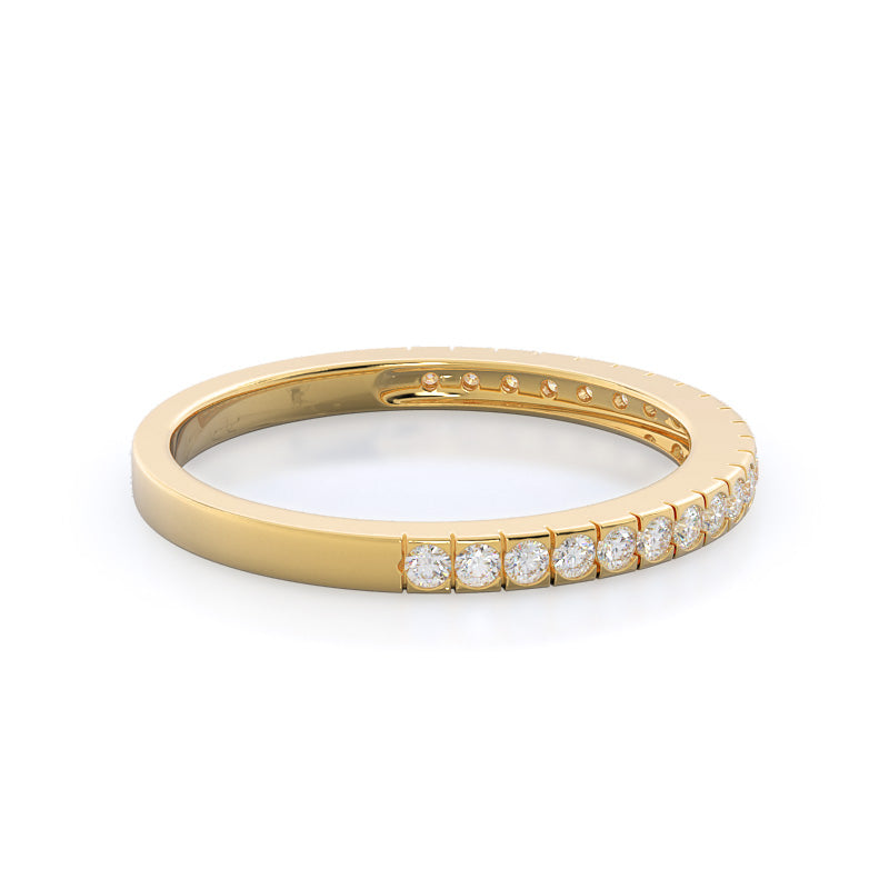 Side Stone Diamond Wedding Band with 18KT Yellow Gold Cut Diamond in 14KT Yellow Gold view 4
