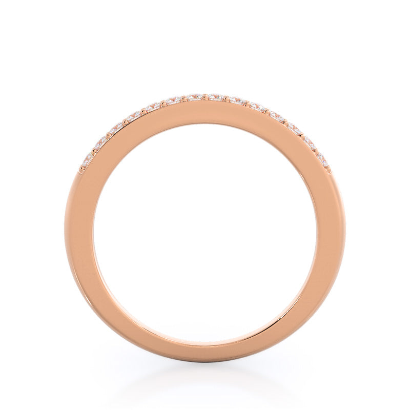 Double Row Diamond Wedding Band with 18KT Rose Gold Cut Diamond in 14KT Rose Gold view 2
