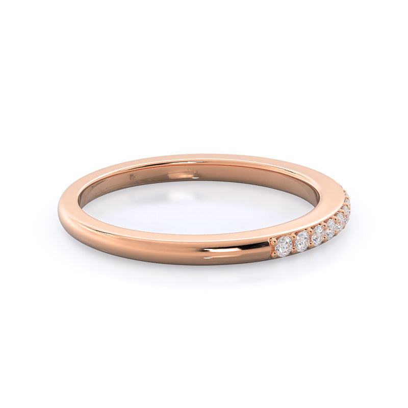 Double Row Diamond Wedding Band with 18KT Rose Gold Cut Diamond in 14KT Rose Gold view 4
