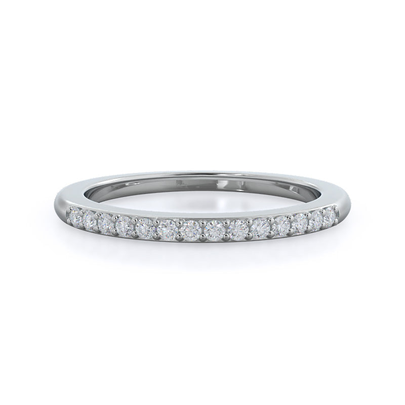 Double Row Diamond Wedding Band with Platinum Cut Diamond in 14KT Platinum view 1
