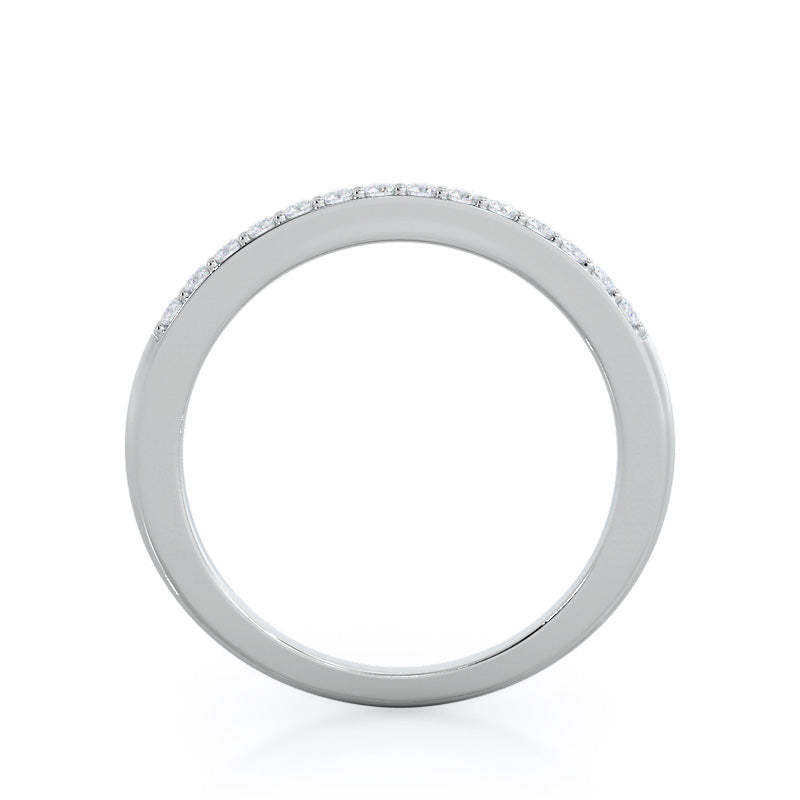 Double Row Diamond Wedding Band with Platinum Cut Diamond in 14KT Platinum view 2
