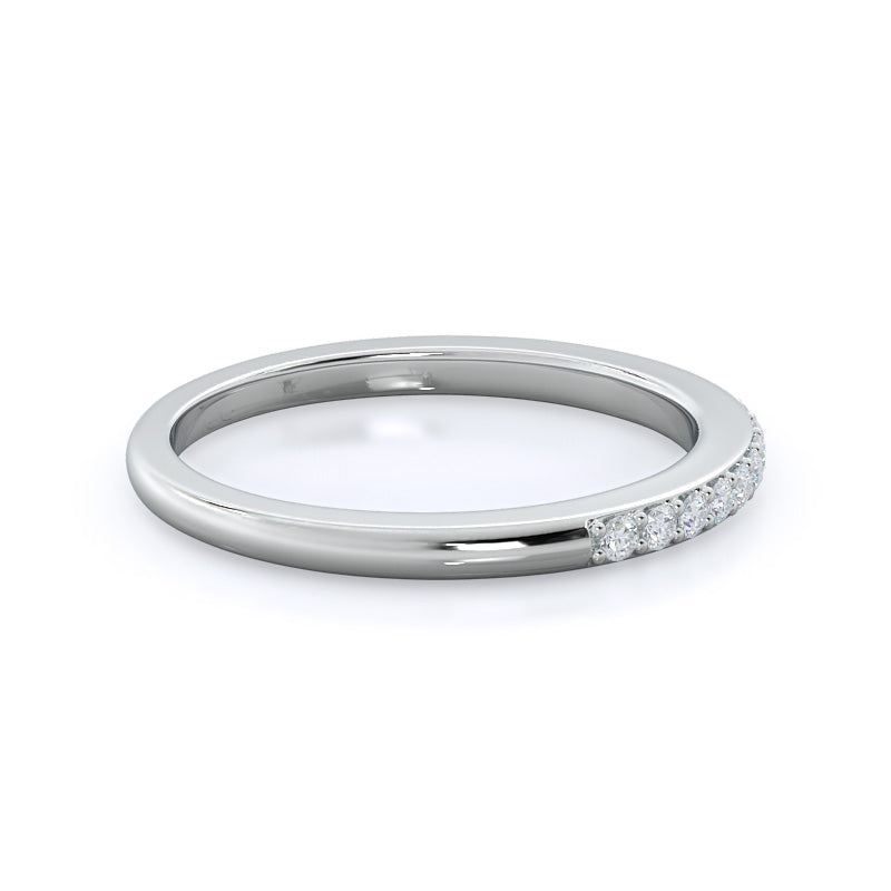 Double Row Diamond Wedding Band with Platinum Cut Diamond in 14KT Platinum view 4
