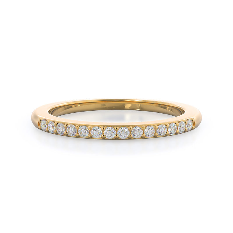 Double Row Diamond Wedding Band with 18KT Yellow Gold Cut Diamond in 14KT Yellow Gold view 1
