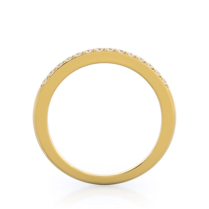 Double Row Diamond Wedding Band with 18KT Yellow Gold Cut Diamond in 14KT Yellow Gold view 2
